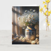 誕生日デイジーブーケインオールドミルク缶 カード (黄色い花)