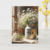 誕生日デイジーブーケインミルク缶 カード (黄色い花)