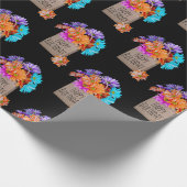 誕生日デイジーブーケオンブラック ラッピングペーパー (角)