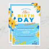 誕生日デイジー招待状 招待状 (正面/裏面)