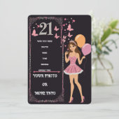 誕生日デザインとパーソナライズされた写真オプション 招待状 (スタンド正面)