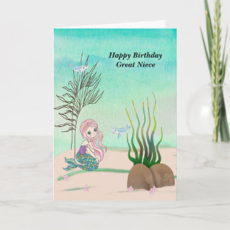 誕生日デザインの素晴らしNiece with Mermaid カード