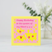 誕生日デザインピンクと黄色、メッセージをオン (スタンド正面)