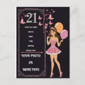 誕生日デザイン　写真を入れてオリジナルに インビテーションポストカード (正面)