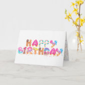 誕生日デザートおもしろい カード (黄色い花)