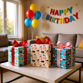 誕生日デザート3セット ラッピングペーパーシート