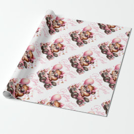 誕生日トラックに乗った女の子 ラッピングペーパー