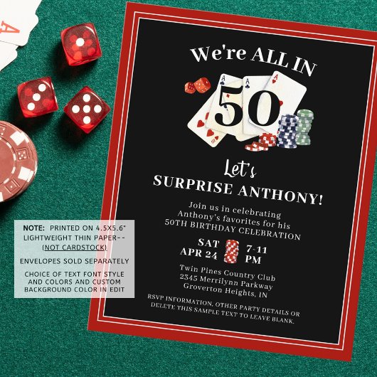 誕生日トランプのポーカーサプライズバジェット招待状