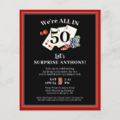 誕生日トランプのポーカーサプライズバジェット招待状 (正面)