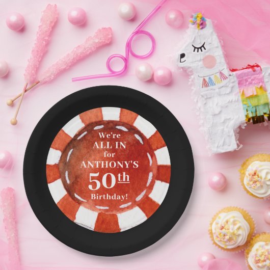 誕生日トランプのポーカーチップパーソナライズされた ペーパープレート (パーティー)