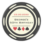 誕生日トランプのポーカーチップラスベガステーマブラック アイスホッケーパック (正面)