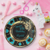 誕生日トランプのポーカーチップ – ティール(緑がかった色) ペーパープレート (パーティー)