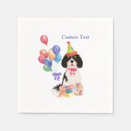 誕生日トリカバリヤキングチャールズスパニエル犬 スタンダードカクテルナプキン