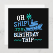 誕生日トリップクルージングクルーズシップバケーションホリダ 招待状 (正面/裏面)