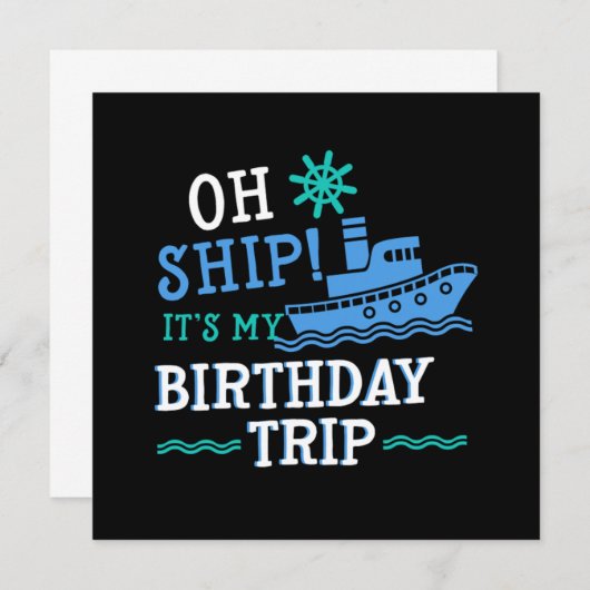 誕生日トリップクルージングクルーズシップバケーションホリダ 招待状 (正面/裏面)