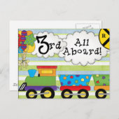 誕生日トレイン第3誕生日招待状 インビテーションポストカード (正面/裏面)