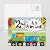 誕生日トレイン2nd誕生日パーティー招待状 インビテーションポストカード (正面/裏面)