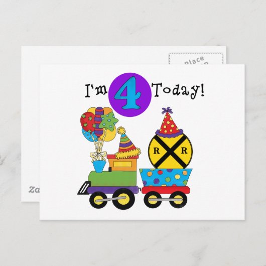 誕生日トレイン4th誕生日Tシャツ&ギフト ポストカード (正面/裏面)