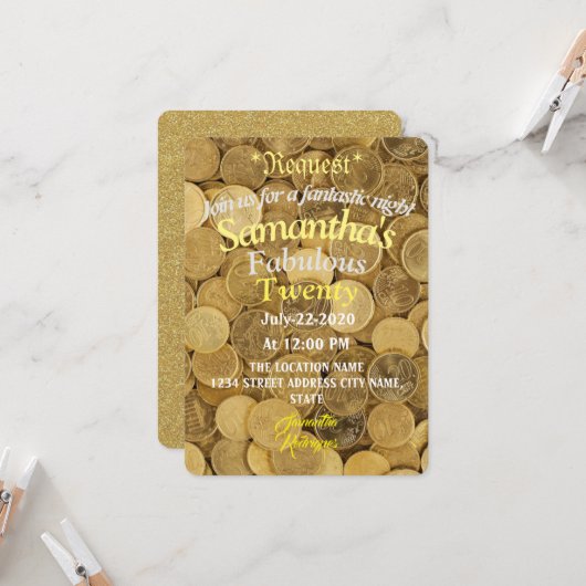 誕生日トロピカルマネー招待状 招待状 (正面/裏面インサイチュ)