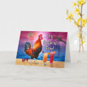 誕生日トロピカルルおもしろいオスターカクテルビーチ カード (黄色い花)