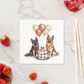 誕生日ドイツシェパードドッグスお誕生日ケーキ スタンダードカクテルナプキン (インサイチュ)