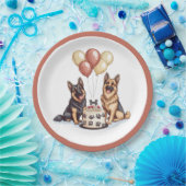 誕生日ドイツシェパードドッグスお誕生日ケーキ ペーパープレート (パーティー)