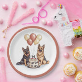 誕生日ドイツシェパードドッグスお誕生日ケーキ ペーパープレート (パーティー)