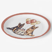 誕生日ドイツシェパードドッグスお誕生日ケーキ ペーパープレート (アングル)