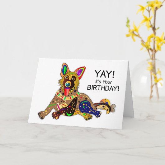 誕生日ドイツシェパード万華鏡のように千変万化するパターンコレクション カード (黄色い花)