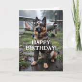 誕生日ドイツ羊飼い犬パイロット飛行機おもしろい カード (正面)