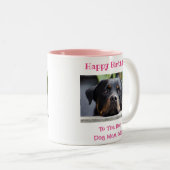 誕生日ドッグ母の世界最高ののペットの写真2- ツートーンマグカップ (正面右)