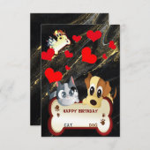 誕生日ドッグ&キャットアニマルカード サンキューカード (正面/裏面)