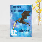 誕生日ドラゴパーソナライズされたン名の年齢 カード (黄色い花)