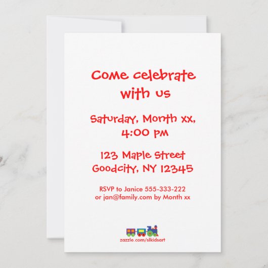 誕生日ドラゴン 招待状 (裏面)