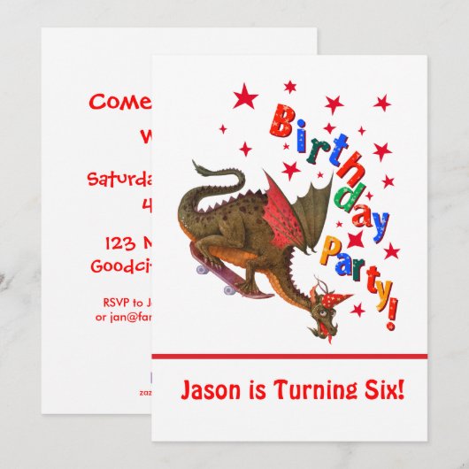 誕生日ドラゴン 招待状 (正面/裏面)