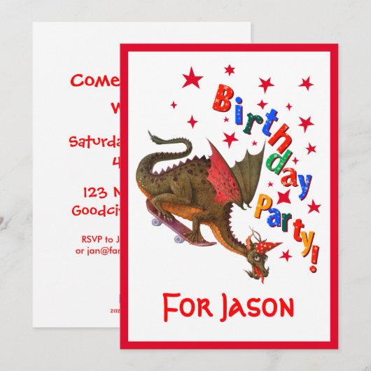 誕生日ドラゴン 招待状 (正面/裏面)