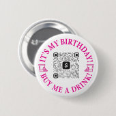 誕生日ドリンクボタン、ベンモまたはキャッシュアプリQRコード 缶バッジ (正面&裏面)
