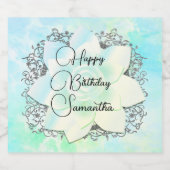 誕生日ドリーミーパーソナライズされたパステルズロータスフラワー リキュールボトルラベル (シングルラベル)