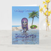 誕生日ドーターかわいこちゃんパイコレクションビーチ寿命 カード (黄色い花)