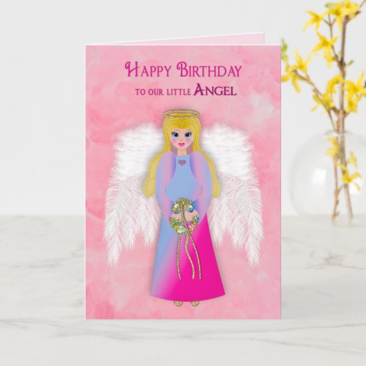 誕生日ドータートゥールエンジェルアンゲリックエンジェル カード (黄色い花)