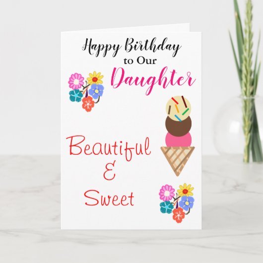 誕生日ドーターフラワーズアイスクリーム カード (正面)