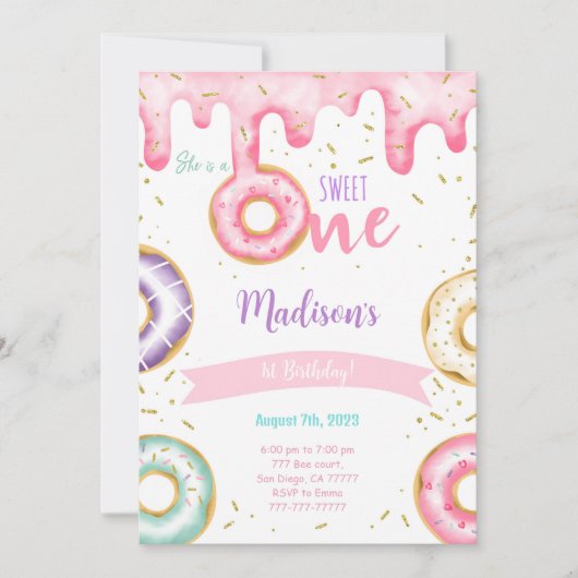 誕生日ドーナツ 招待状 (正面)