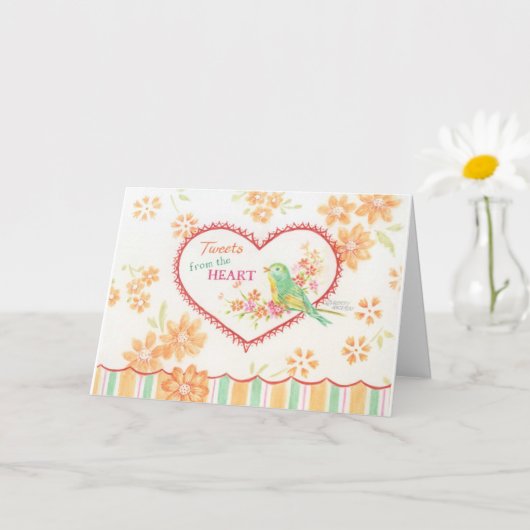 誕生日ナイチンゲール折り畳みグリーティングカード カード (小さな植物)