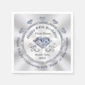 誕生日ナプキパーソナライズされたン、カクテルまたは3サイズ スタンダードカクテルナプキン (正面)