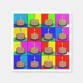 誕生日ナプキンズウィズケーキデザイン スタンダードカクテルナプキン