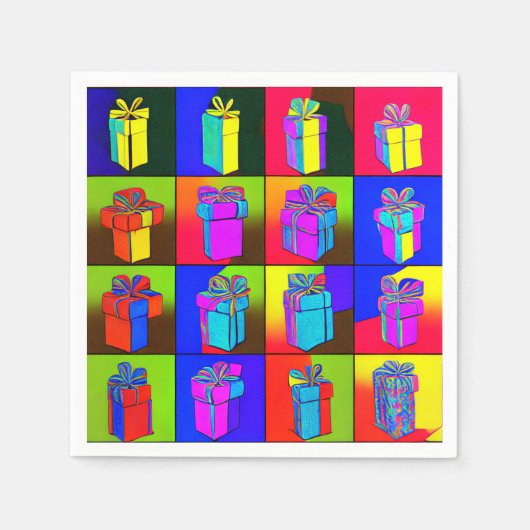 誕生日ナプキン包まれたとギフト スタンダードカクテルナプキン (正面)