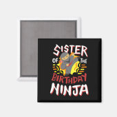 誕生日ニンジャ空手キッズの姉妹 誕生日パーティー マグネット (正面/裏面)