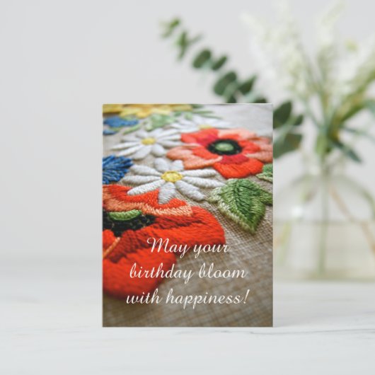 誕生日ニードルアートはがき ポストカード (スタンド正面)