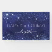 誕生日ネイビーブルーグリッターダストモノグラム 横断幕 (横)