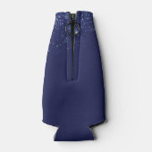 誕生日ネイビーブルーグリッターダスト名 ボトルクーラー (裏面)